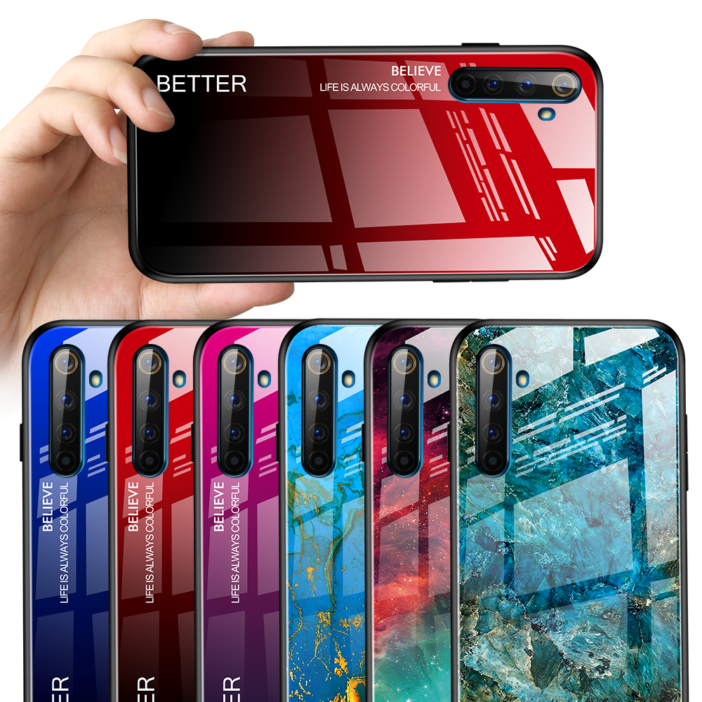 Ốp điện thoại mặt kính cường lực cho oppo realme 3 5 6 7 5i 6i pro x lite realmi 3pro 5pro 6pro xlite