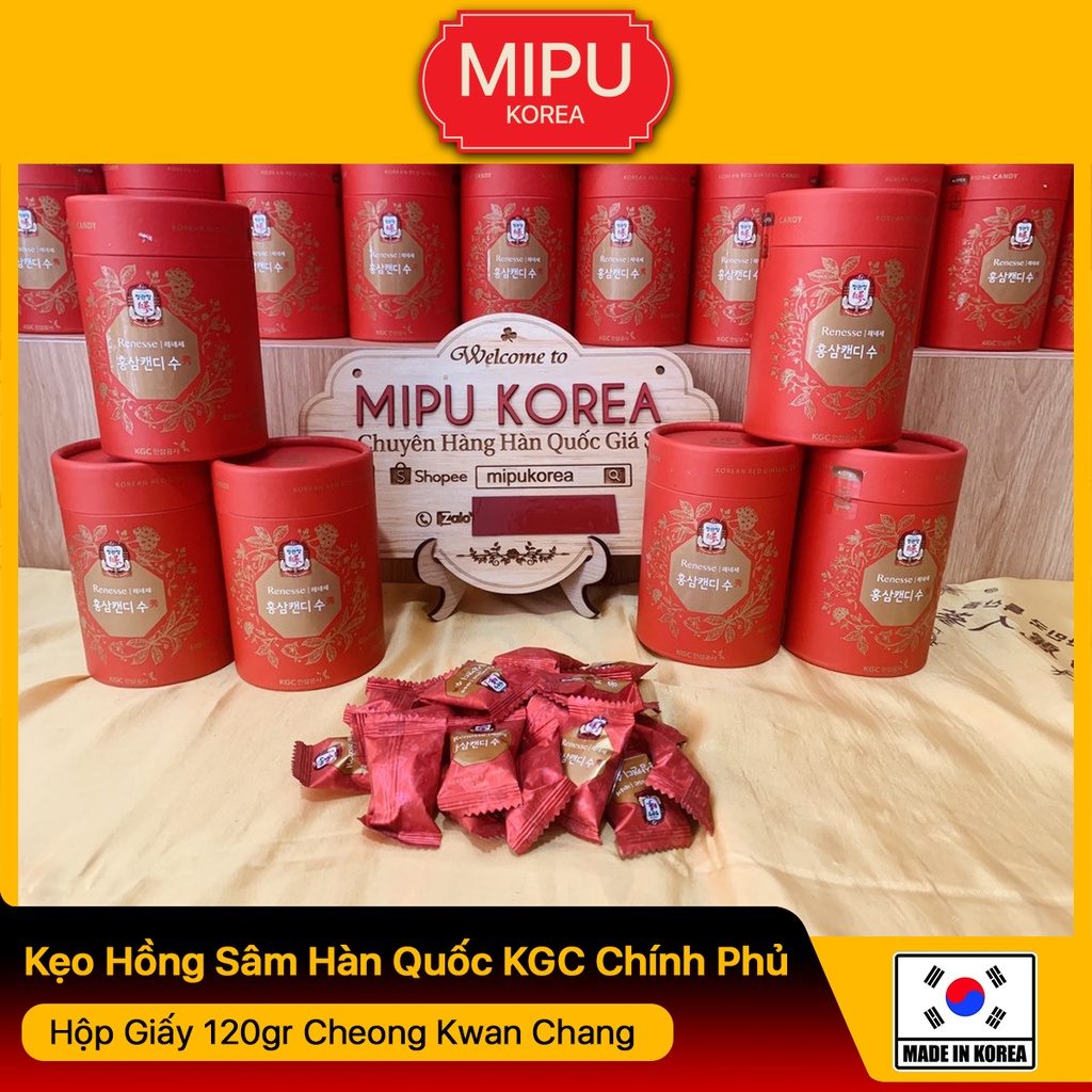 Kẹo Sâm - Kẹo Hồng Sâm KGC Hàn Quốc  Chính Phủ Hộp Giấy 120gr Cheong Kwan Chang