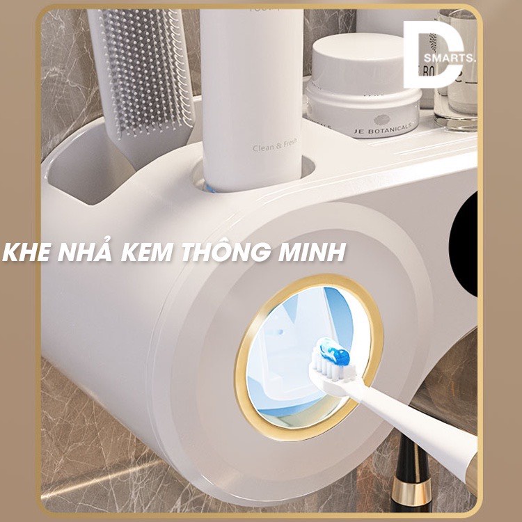 Bộ Nhả Kem Đánh Răng Tự Động, Kệ Để Đồ Phòng Tắm Cao Cấp Kèm Miếng Dán
