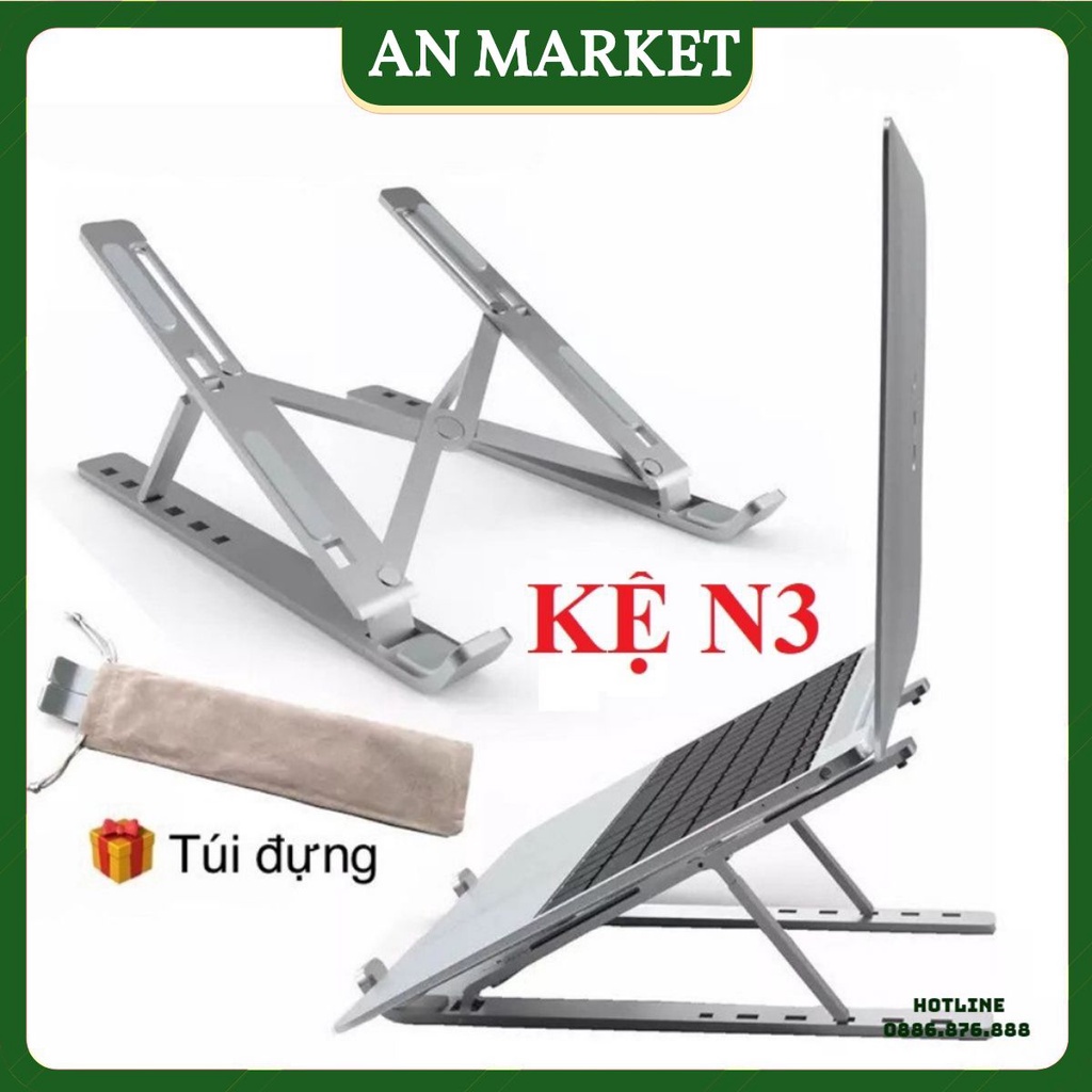 Giá Đỡ Laptop N3 Máy Tính Xách Tay Hợp Kim Nhôm Sang Trọng Có Thể Gấp Gọn, Điều Chỉnh Chiều Cao Laptop stand