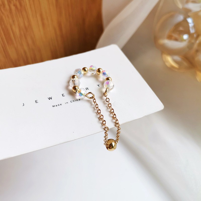 Khuyên tai chuỗi hạt tròn trong suốt đơn giản cá tính thời trang mùa hè F293