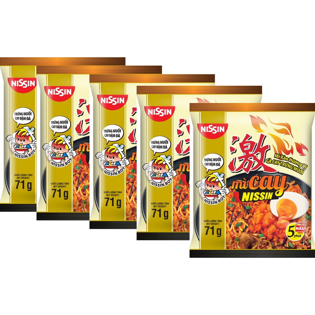 [Mã FMCG99 hoàn 10k đơn 99K] Lốc 5 gói mì cay Nissin Nhật Bản mì xào cay/ mì nước GEKI (68gr-72gr/gói) | BigBuy360 - bigbuy360.vn