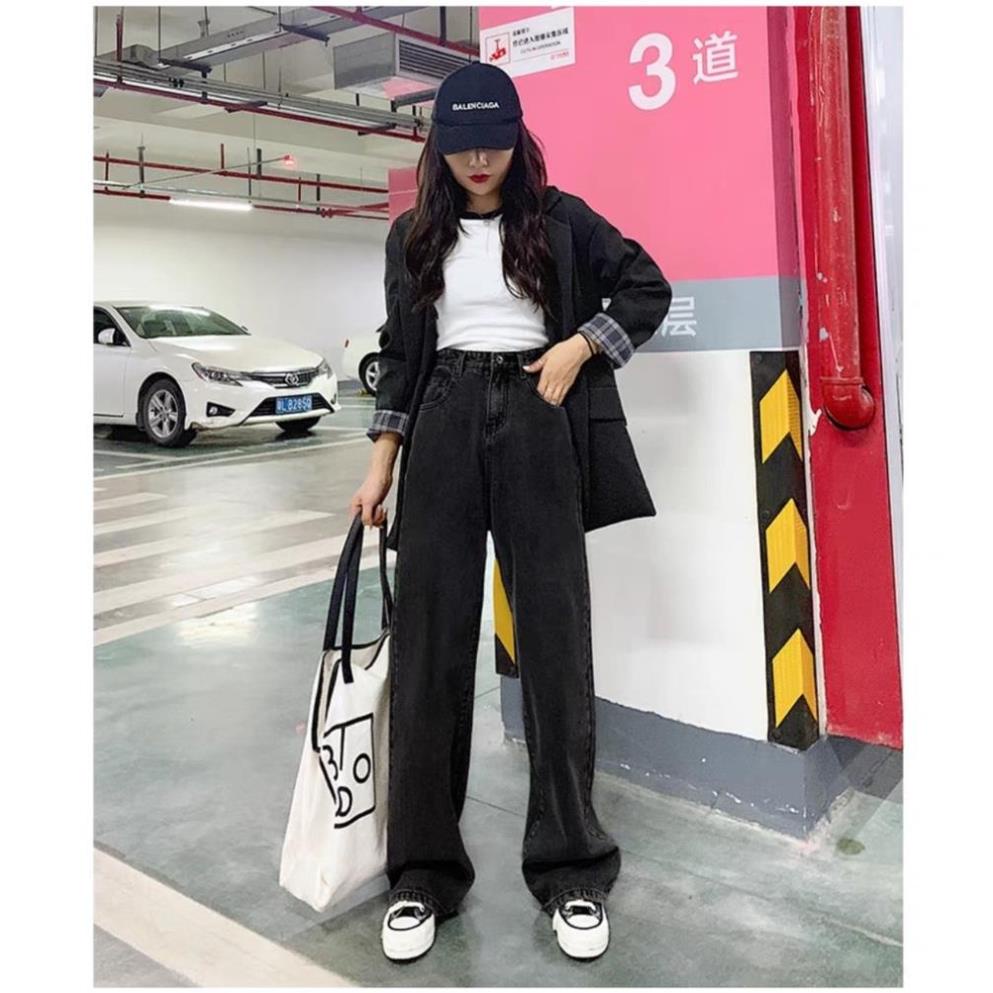 Quần jean bò ống rộng suông xuông nữ jeans cạp cao phong cách Hàn Quốc sành điệu style 2022 SKShop22 | BigBuy360 - bigbuy360.vn