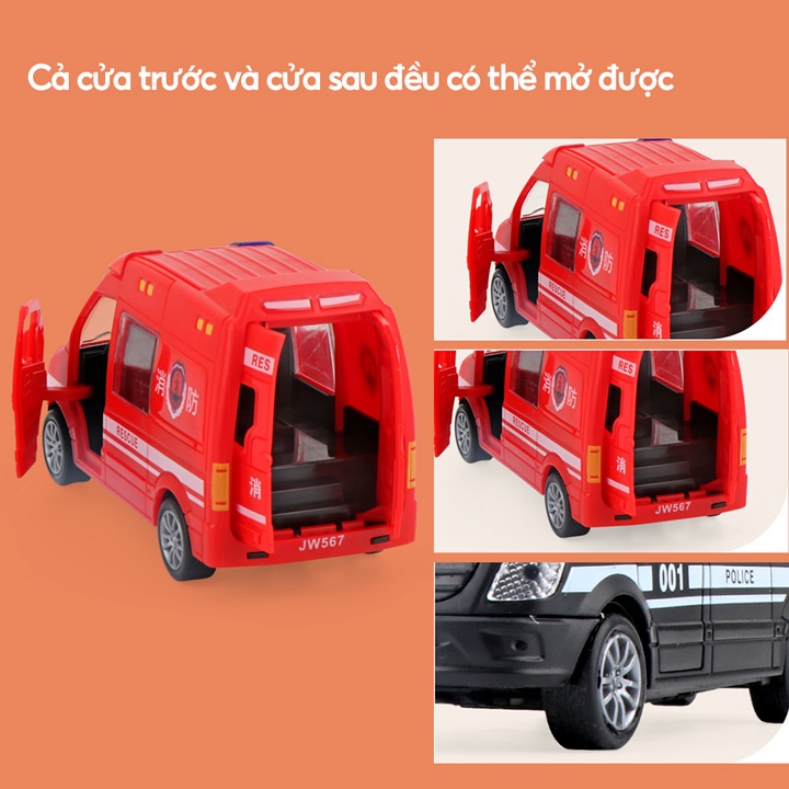 Đồ chơi xe cứu thương mini Mô hình xe cảnh sát/xe cứu hỏa/xe cứu thương (mở cửa)(Tỷ lệ: 1:32)