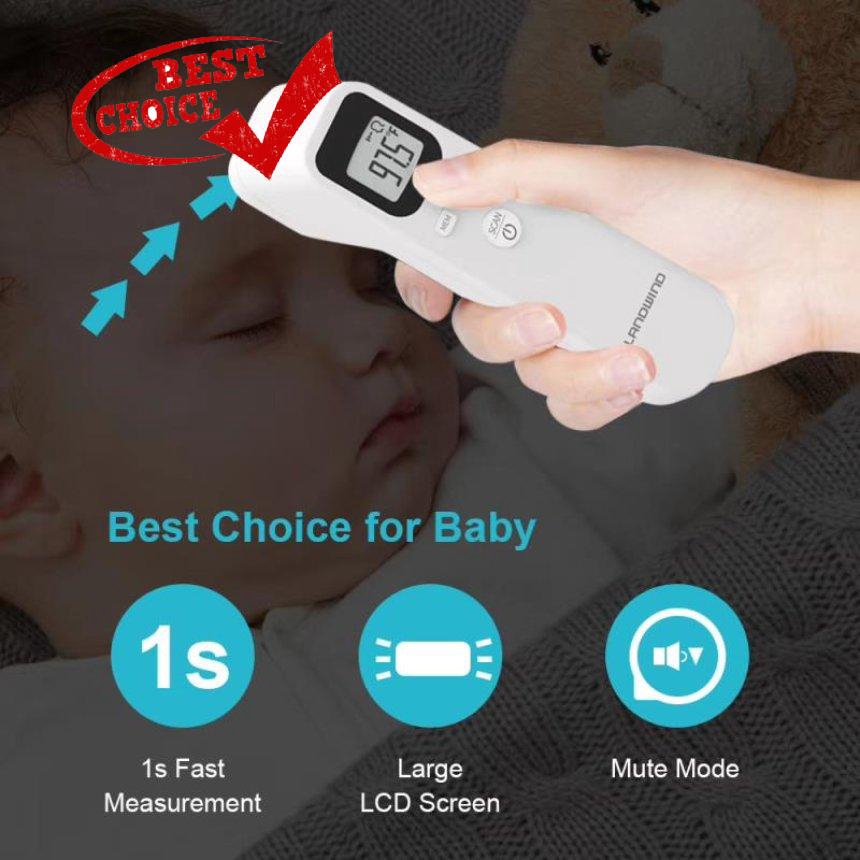 Nhiệt kế hồng ngoại nhiệt kế điện tử đo sữa nước thân nhiệt không tiếp xúc cảnh báo sốt an toàn cho bé