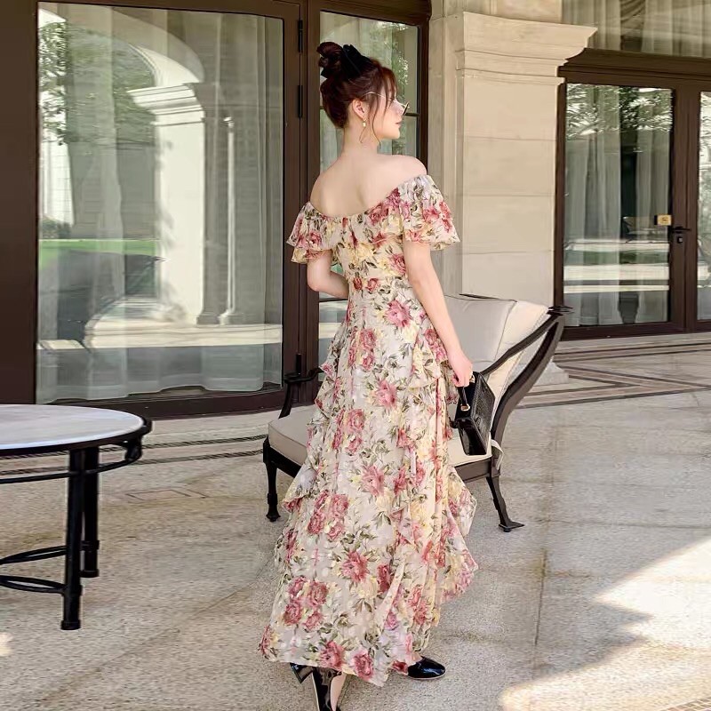 Đầm maxi hoa, váy hoa bèo trễ vai sang chảnh (Có ảnh và video thật,hàng sẵn đẹp ) | BigBuy360 - bigbuy360.vn