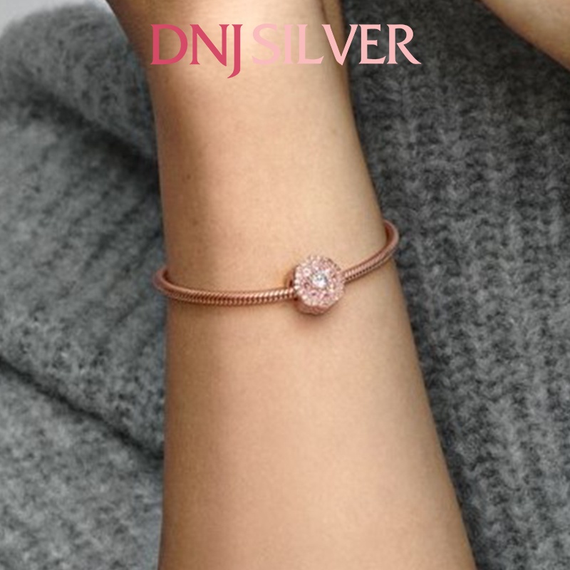 Charm bạc 925 cao cấp, hàng chuẩn bạc - Charm Pink Sparkle Flower thích hợp để mix vòng tay charm - DN189