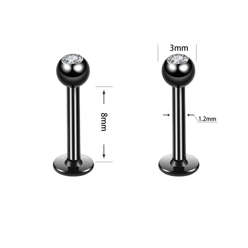 1 Khuyên Xỏ Cơ Thể / Môi / Tai / Môi Bằng Thép Không Gỉ Đính Đá Zircon 16Gauge