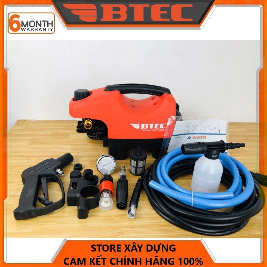 MÁY RỬA XE CHỈNH ÁP 1400W (40-90 BAR) BTEC  BT1400E - HÀNG CHÍNH HÃNG