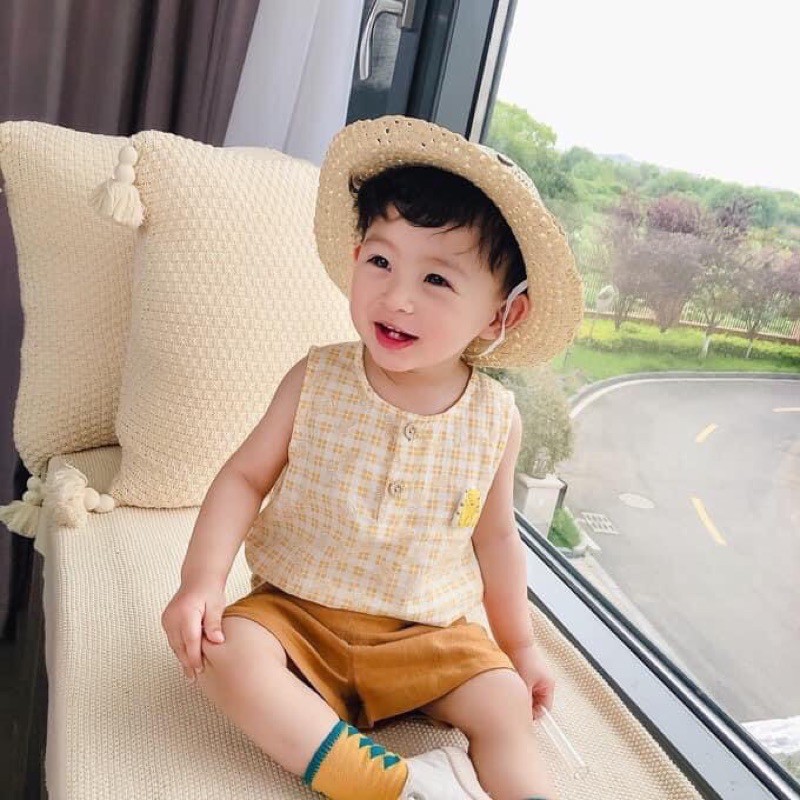 Bộ đũi sát nách gắn mèo cho bé