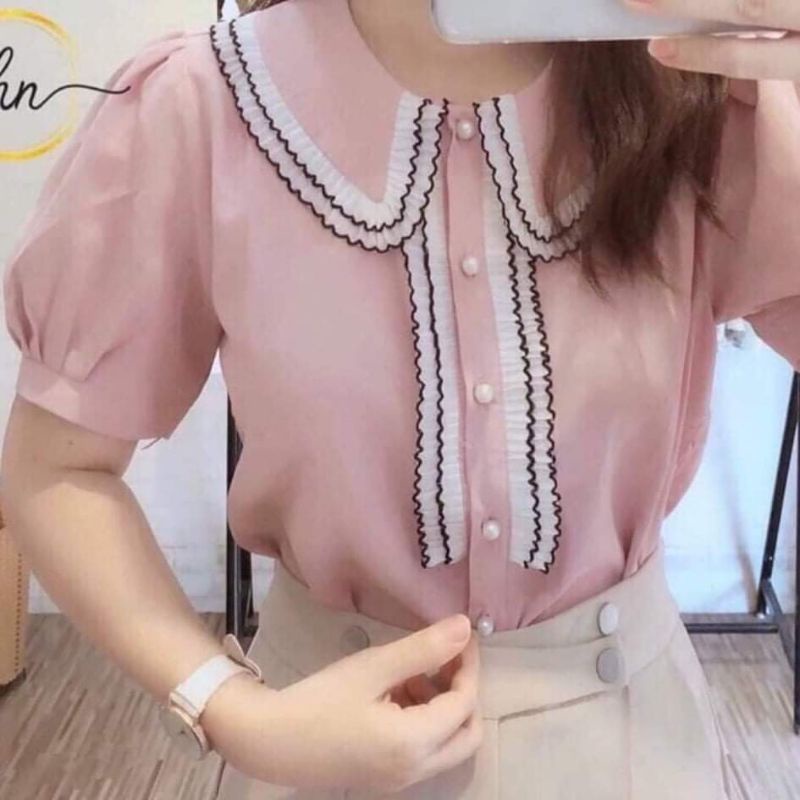 a7- Áo sơ mi nữ cổ xếp bèo