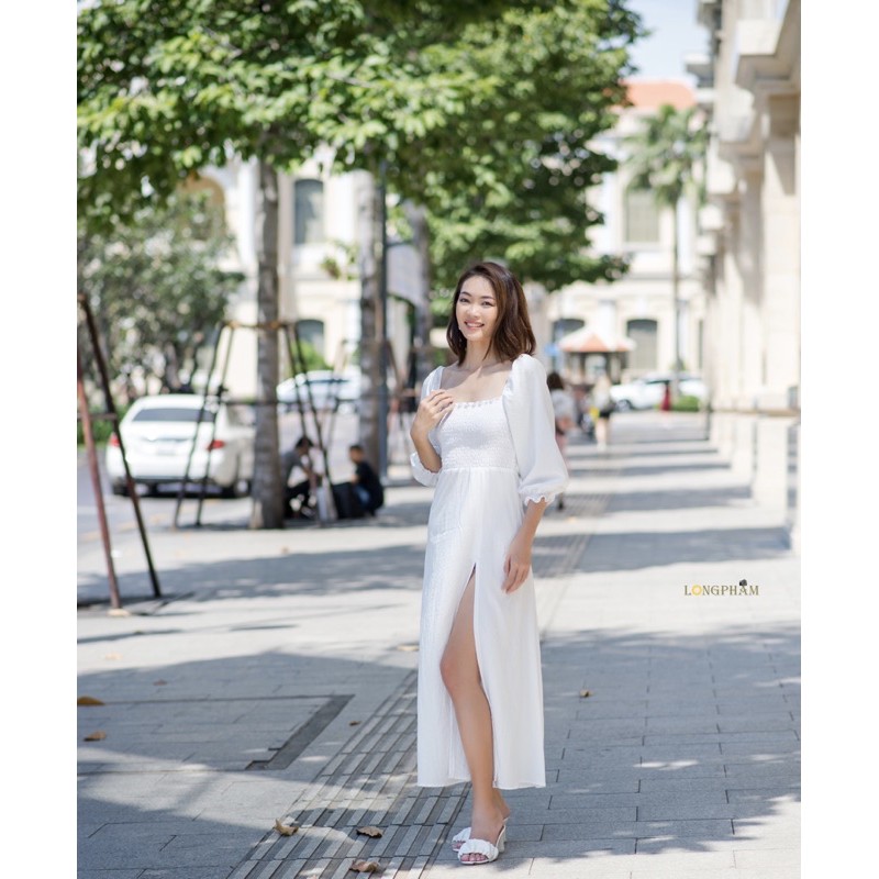 Đầm maxi linen tay phồng phong cách boho, vintage đủ màu đủ size | BigBuy360 - bigbuy360.vn