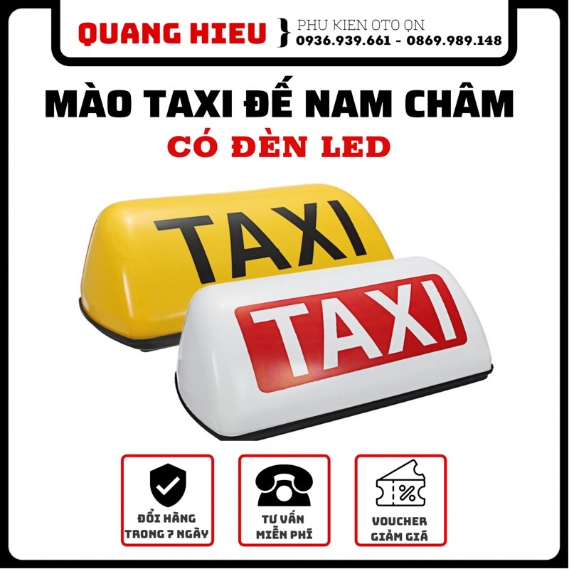Mào taxi ô tô đế nam châm gắn nóc xe có đèn cỡ nhỏ sz 28cm