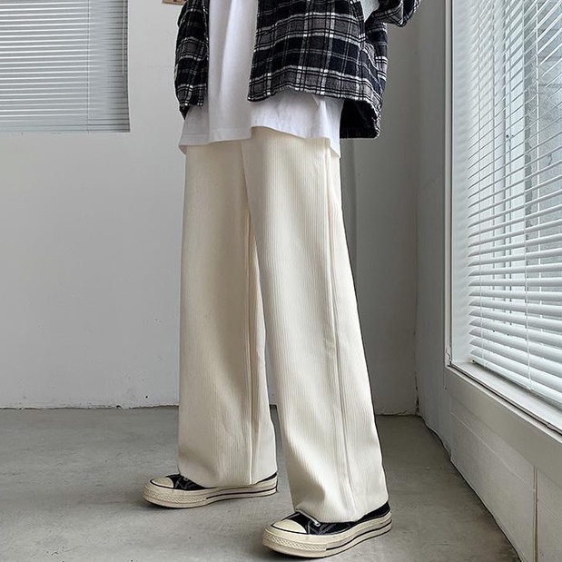 Quần dài ống rộng lót nhung phong cách Hàn Quốc thời trang cho nam