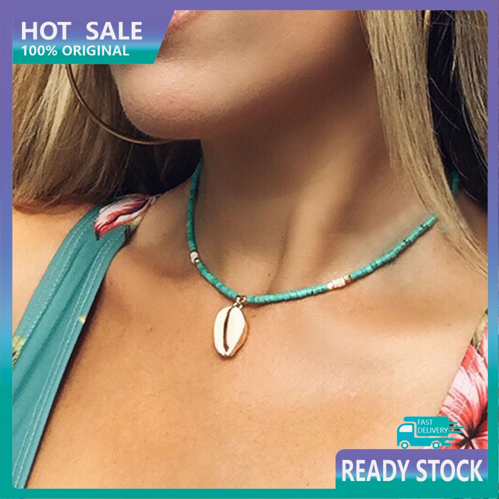 Vòng cổ Choker Ngắn Phối Mặt Dây Hình Vỏ Sò Phong Cách Bohemia Dành Cho Nữ