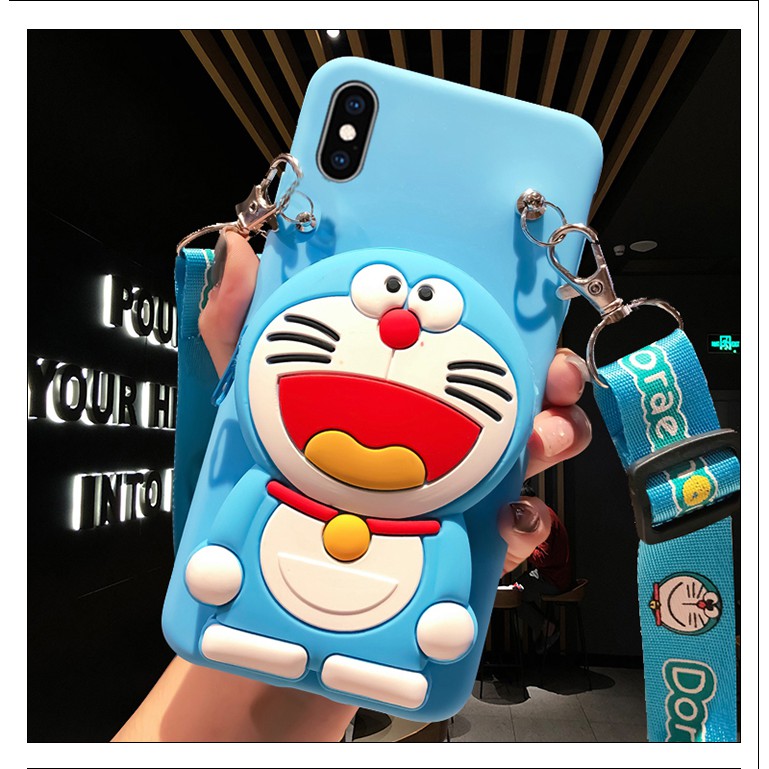 Ốp điện thoại mềm có ví hình Doraemon/ Pikachu cho Samsung J2 J3 J4 J5 J6 J7 J8 Pro Prime Plus 2018