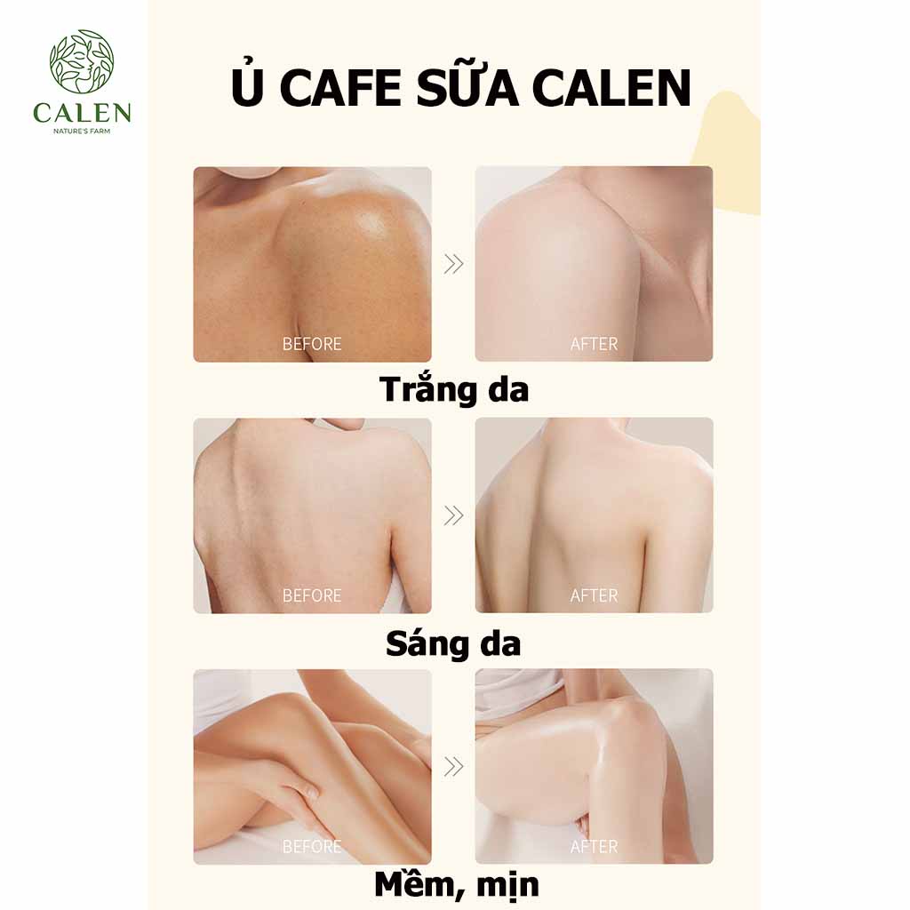 Tẩy tế bào chết, tẩy da chết,tắm trắng body Cafe Sữa Non dưỡng trắng da, se nhỏ lỗ chân lông hũ 200gram Calen Skincare