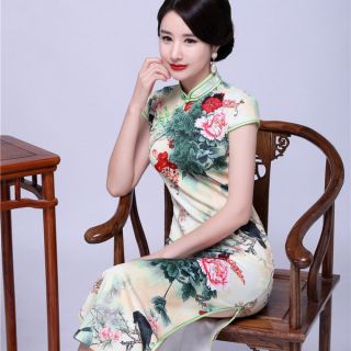 Sườn xám in hoa quảng châu có size xl d260