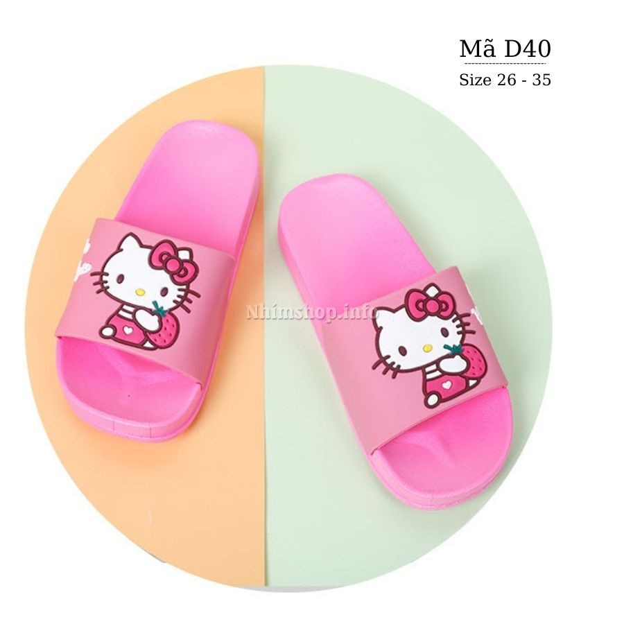 Dép bé gái cho trẻ em học sinh 3  -10 tuổi hình hello kitty Model 2021 quai ngang, đi trong nhà chống trơn trượt D40