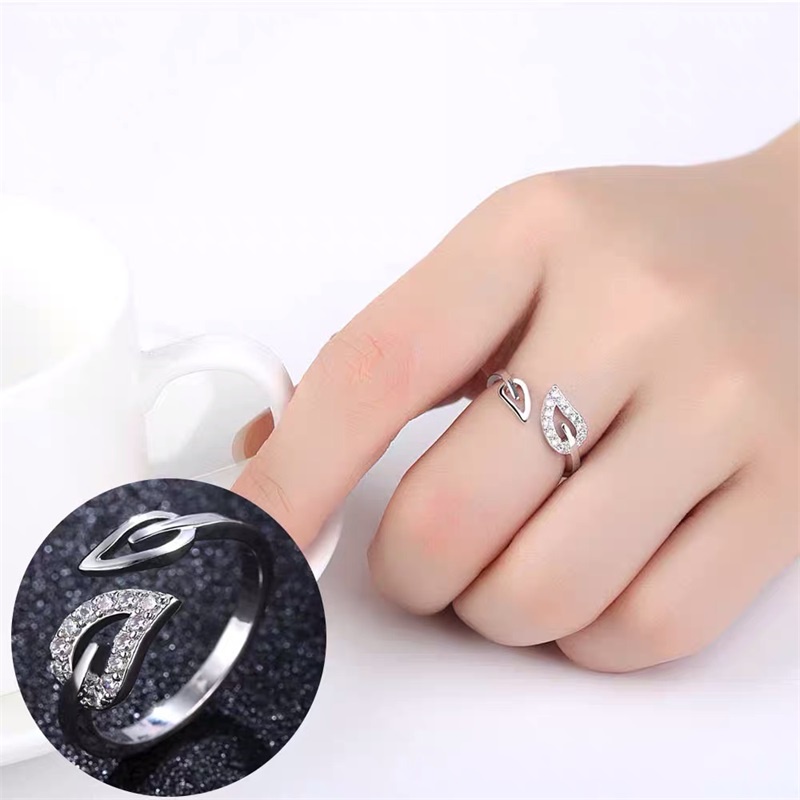 Nhẫn Đeo Tay Họa Tiết Chiếc Lá Đính Đá Thời Trang Cho Nữ