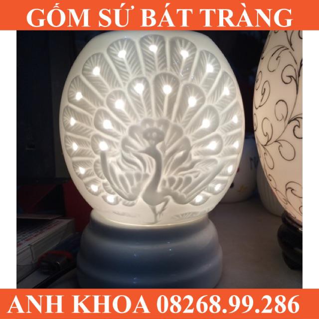 Đèn mẫu chim công hot nhất - Gốm sứ Bát Tràng Anh Khoa