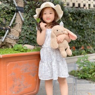 Váy đũi snowkid bé gái, váy chất đũi cho bé gái, váy bé gái tay cánh tiên size 2-8y