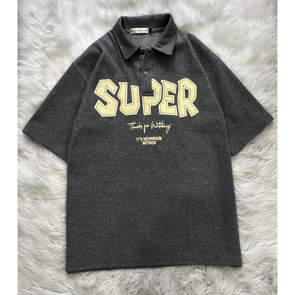 Áo thun polo form rộng SUPER unisex nam nữ (Ảnh thật/Có sẵn)