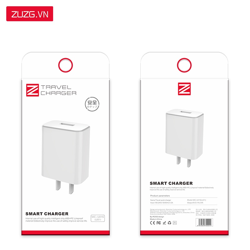 Củ sạc nhanh tiêu chuẩn 5V-2A U01S - Hàng chính hãng ZUZG