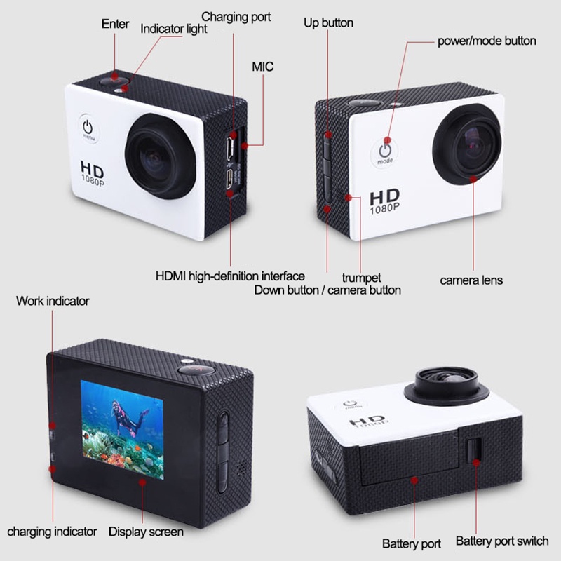 Camera hành động Sj4000 Độ nét cao Ultra HD 2.0 inch Chống thấm nước | BigBuy360 - bigbuy360.vn