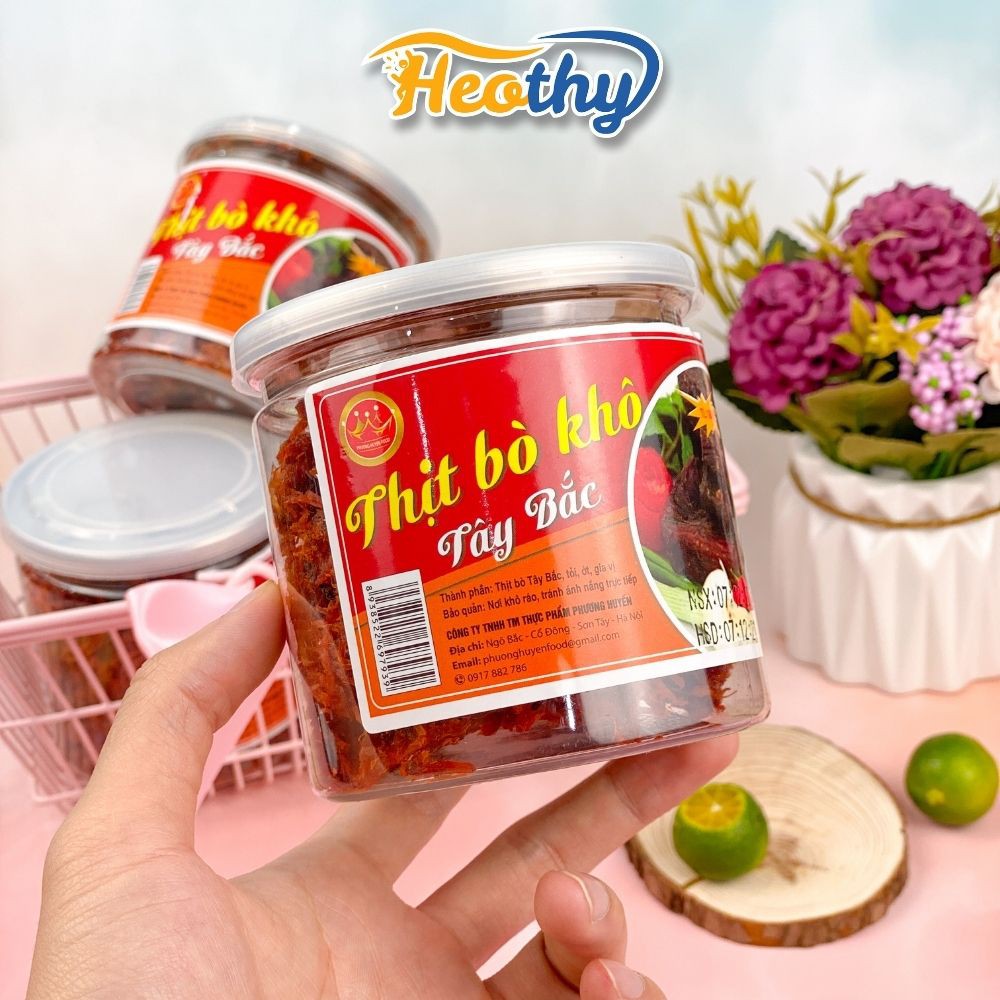 Khô bò, thịt bò khô sợi tây bắc 180g HeothyFood, đồ ăn vặt Việt Nam chất lượng cao