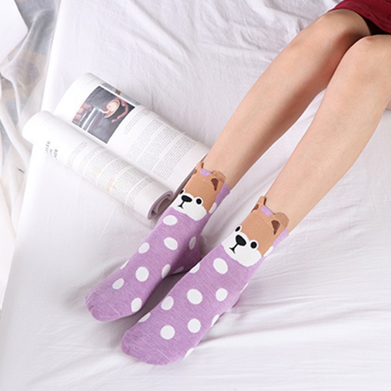 Vớ Cotton Thoáng Khí In Họa Tiết Chú Chó Hoạt Hình 3D Phong Cách Harajuku Cho Nam Và Nữ