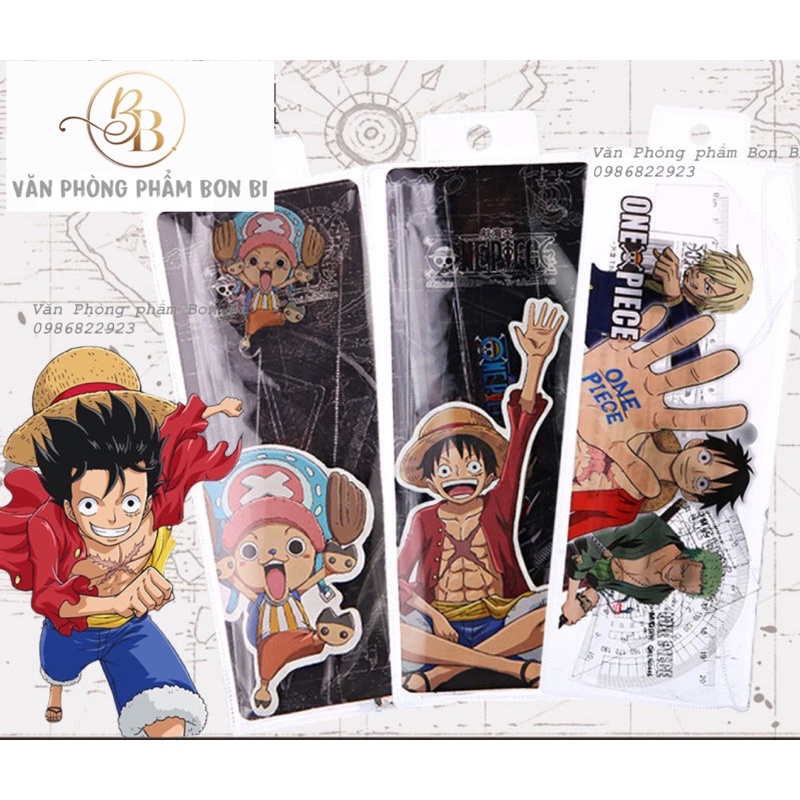 Bộ thước Eke 4 món:thước kẻ, đo độ, đo góc One Piece 0444