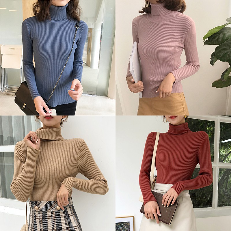 Áo sweater tay dài cổ lọ thiết kế đơn giản thời trang cho nữ | BigBuy360 - bigbuy360.vn