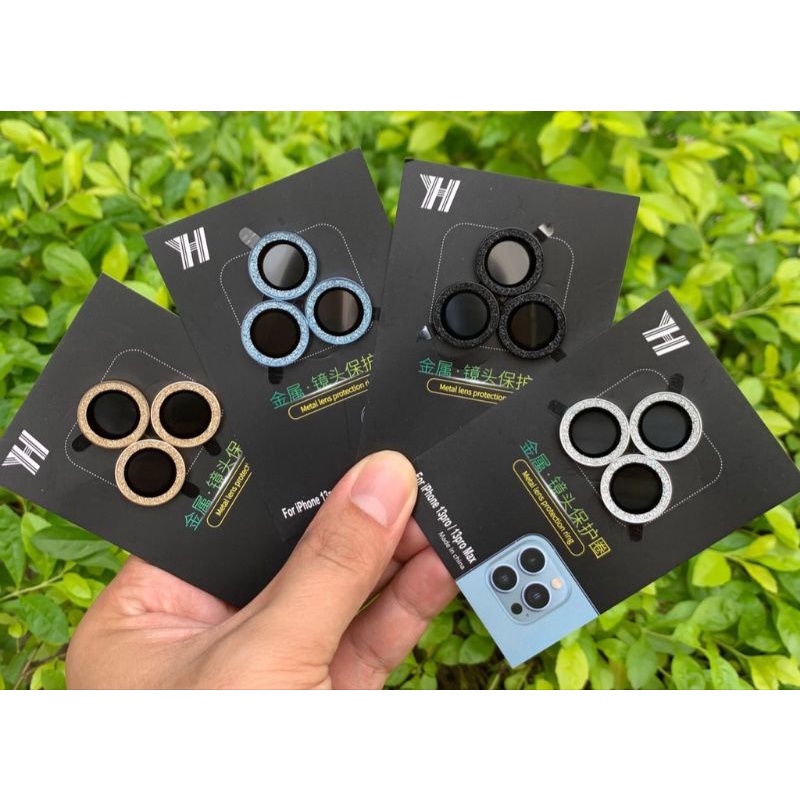 Bộ 3 dán mắt camera kim cương nhũ titan cho iPhone 13 , 13 Mini, 12, 12 Pro, 12 Pro Max,11 pro max,11,11 pro
