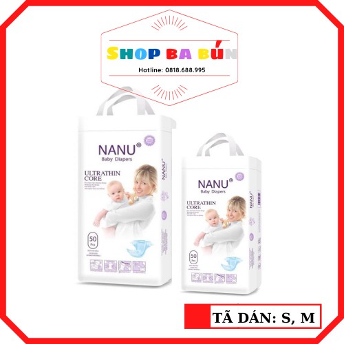 BỈM DÁN NANU, TÃ DÁN NANU COMBO 100 MIẾNG SIZE S, M