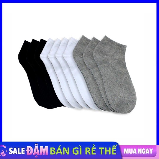 Combo 10 Đôi Vớ Unisex - Tất Trơn Cổ Ngắn Mịn Màng