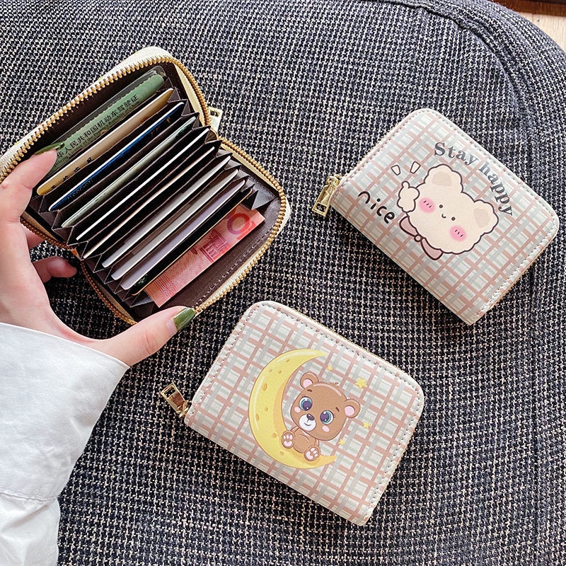 Ví đựng thẻ nhiều ngăn cỡ lớn in họa tiết hoạt hình đáng yêu chống khử từ