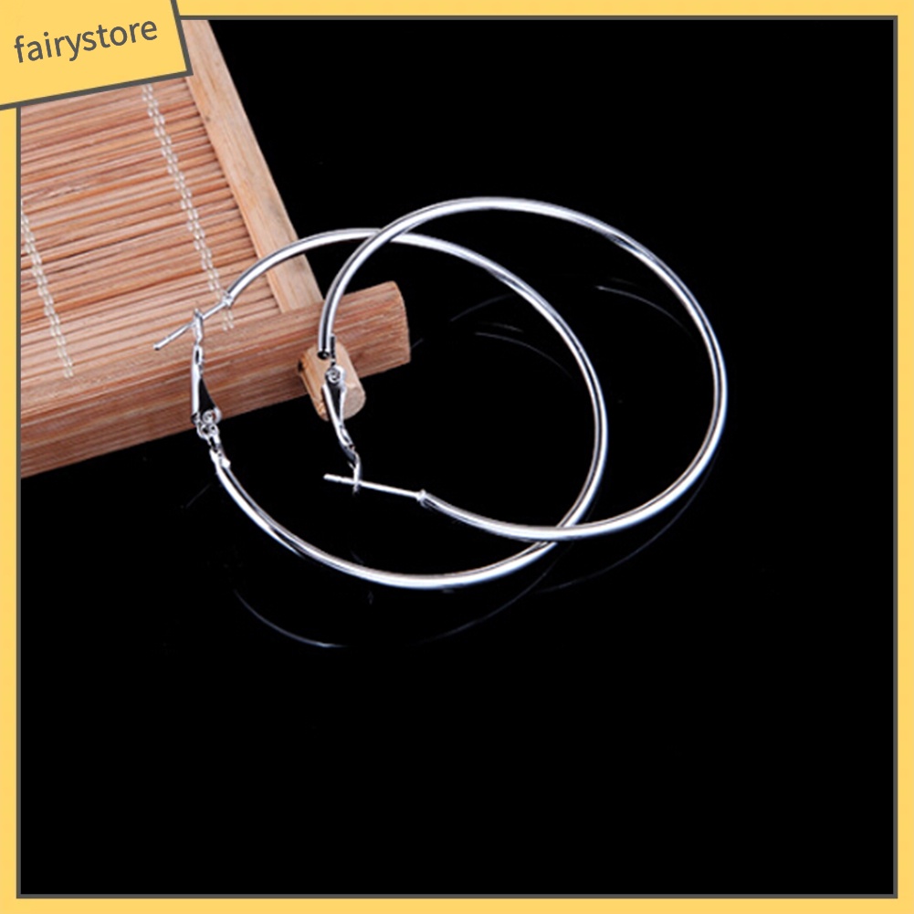 Đôi khuyên tai hợp kim dáng tròn lớn thời trang dành cho nữ