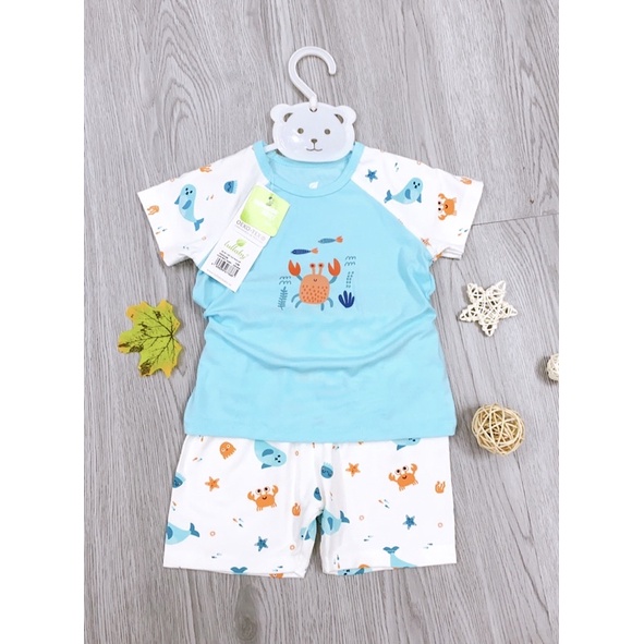 LULLABY Bộ cộc cho bé trai bé gái lullaby vải sợi tre 6-16kg.