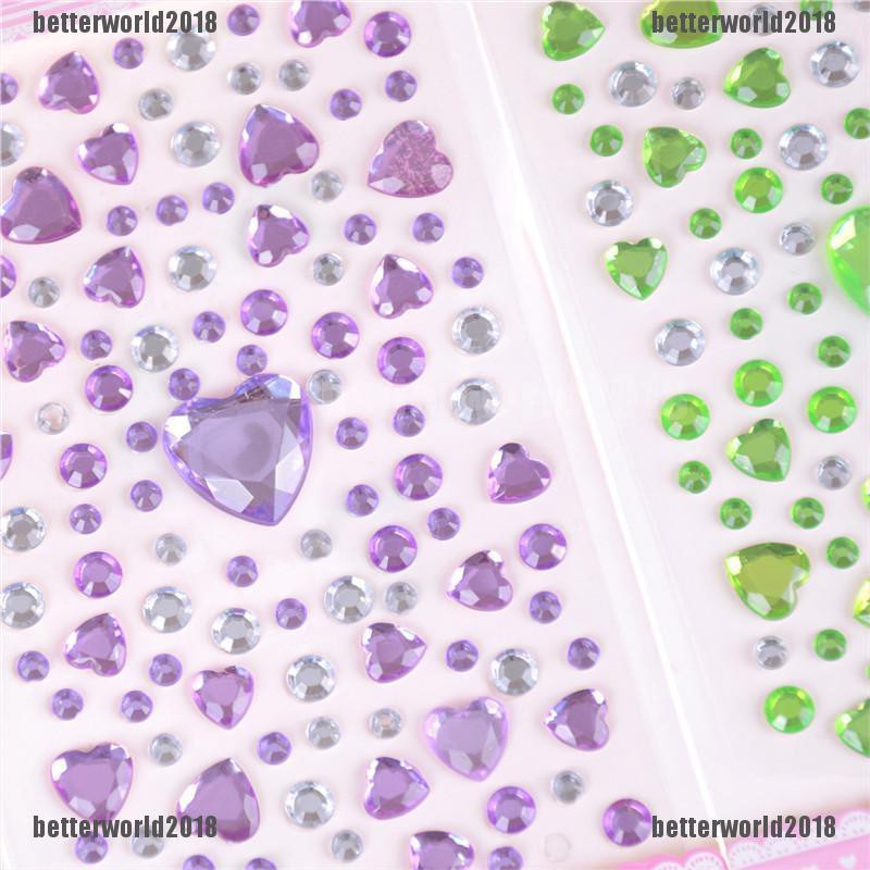 [Better] 1Sheet Heart Rhinestones Phone Car Art Craft Diy Scrapbooking Stickers Kids Toys Gift [World]