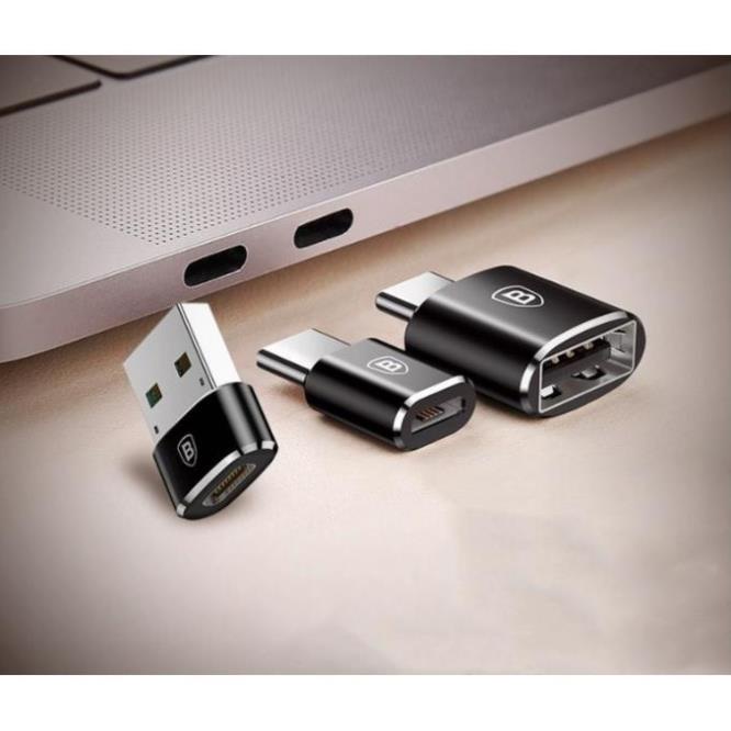 Đầu chuyển đổi Mini Baseus OTG từ 2 Chiều USB to Type C   - Sạc nhanh 5A - Truyền dữ liệu - Nhỏ gọn -Tiện lợi