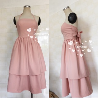 Đầm cúp ngực có mút cột nơ hở lưng