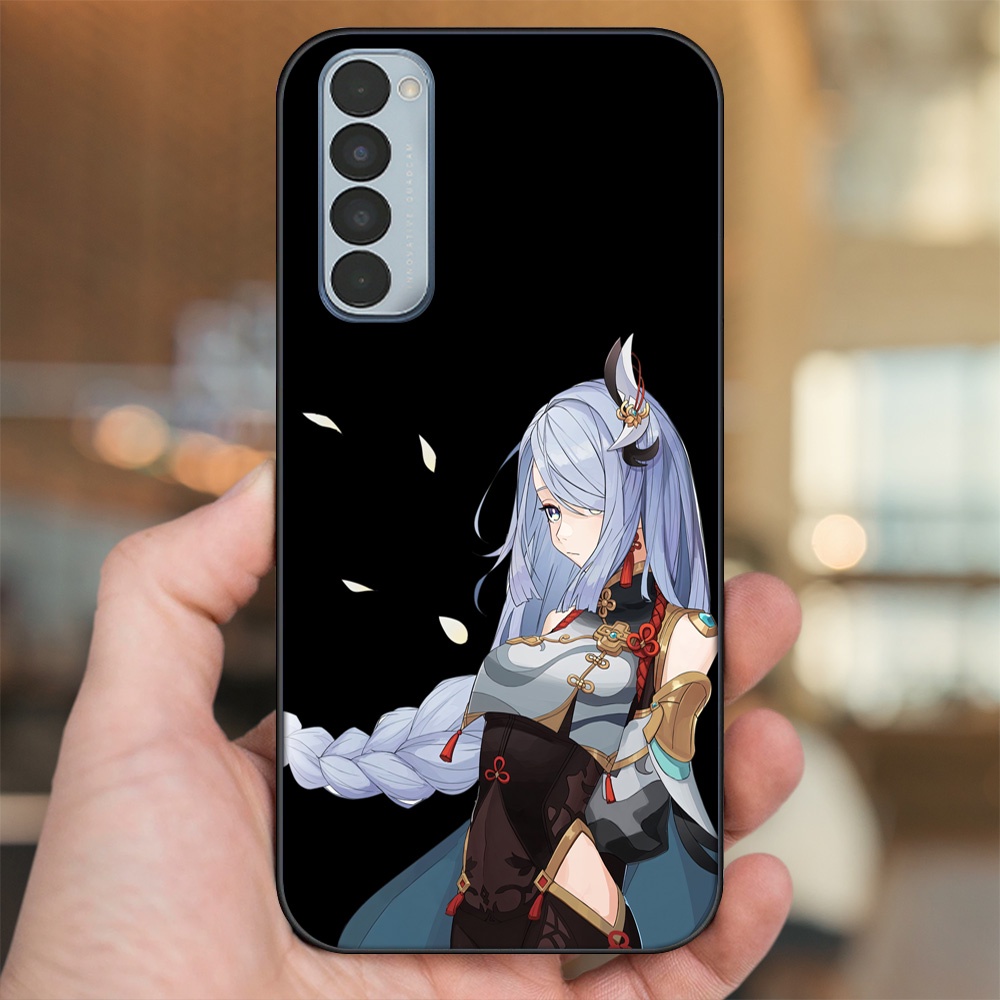 Ốp lưng Oppo Reno 4 Pro viền đen in hình Shenhe Genshin Impact