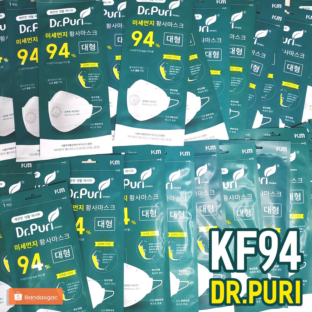 Khẩu Trang KF94 Hàn Quốc Dr.Puri Chống Bụi Siêu Mịn Cho Người Lớn (size L)