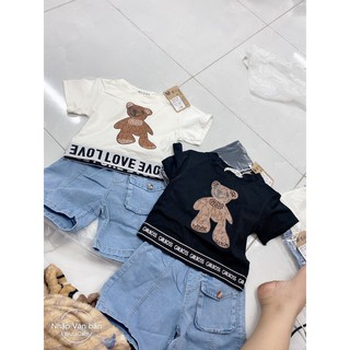 Bộ áo thun và quần short jean cho bé gái