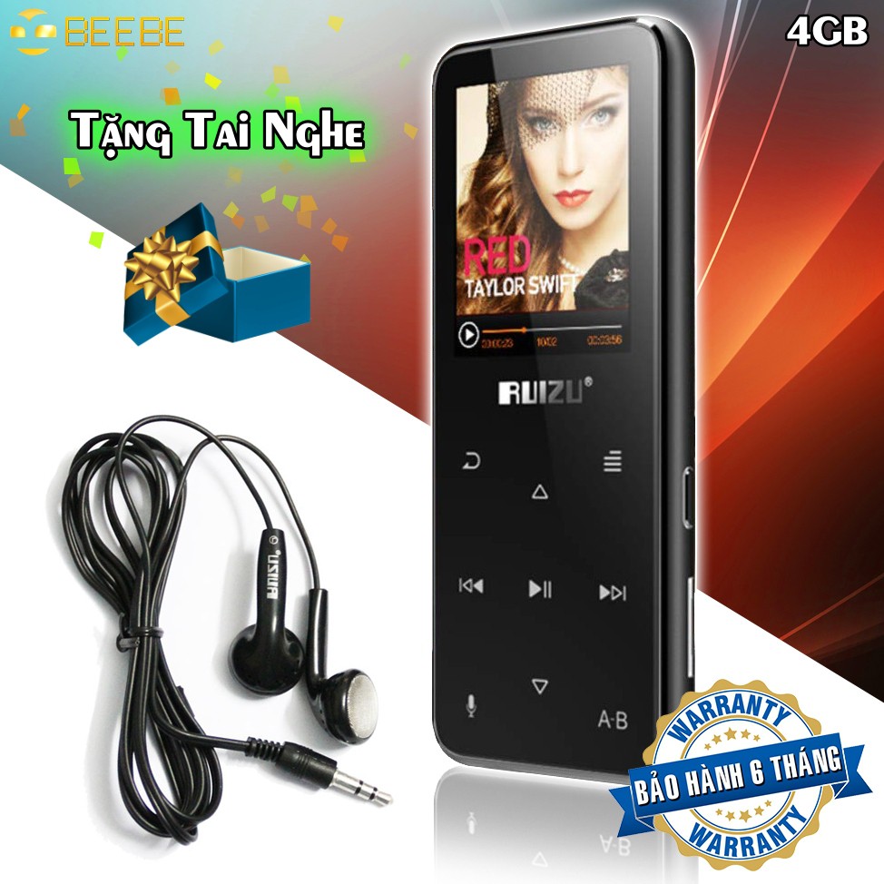 Ruizu X16 - Máy Nghe Nhạc Bluetooth, Phím Cảm Ứng, Khung Kim Loại Bền Bỉ (Có Loa Ngoài)