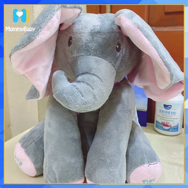 Thú nhồi bông cute cho bé voi ú òa hát tiếng anh kích thích sự tò mò bé cười thả ga Mommybaby