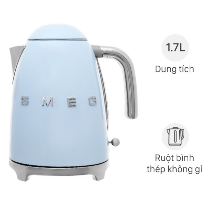 [Mã ELHADEV giảm 4% đơn 300K] Ấm siêu tốc mini SMEG KLF05PBEU - màu xanh blue (0,8L) chất lượng cao