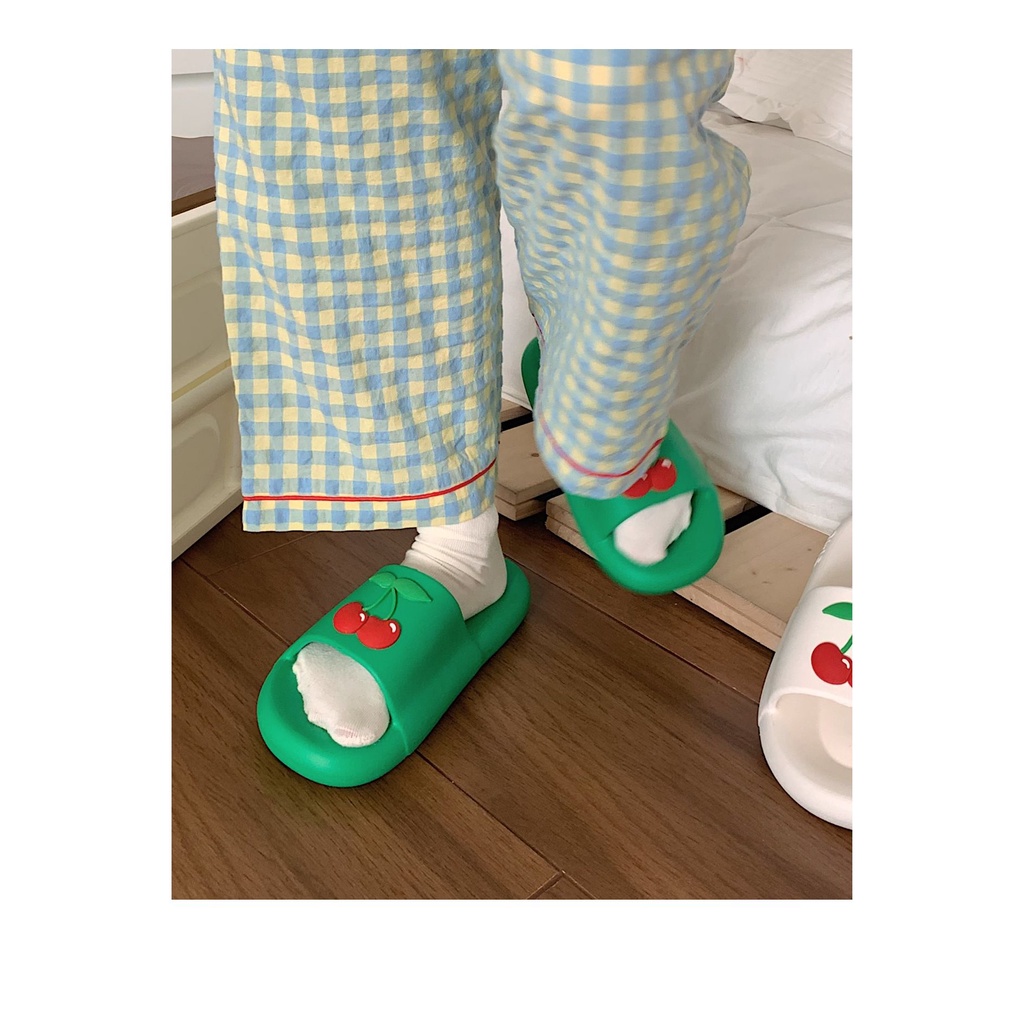 Dép Nhựa EVA Mềm Quai Ngang Hình Quả Cherry Phong Cách Hàn Quốc