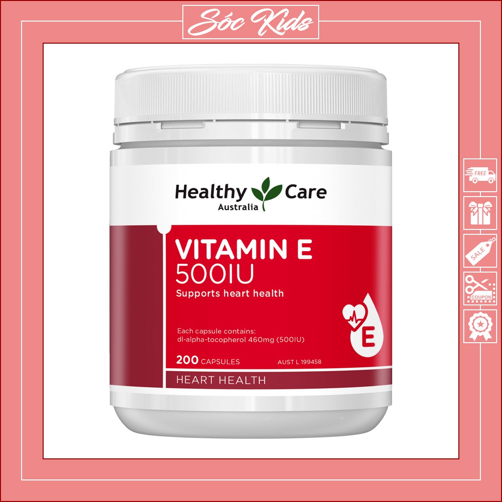 Vitamin E Healthy Care 500iu Chăm Sóc Da Mặt Từ Bên Trong Cho Mẹ - CHUẨN ÚC | DATE 2023 | MẪU MỚI | 200 VIÊN | SÓC KIDS
